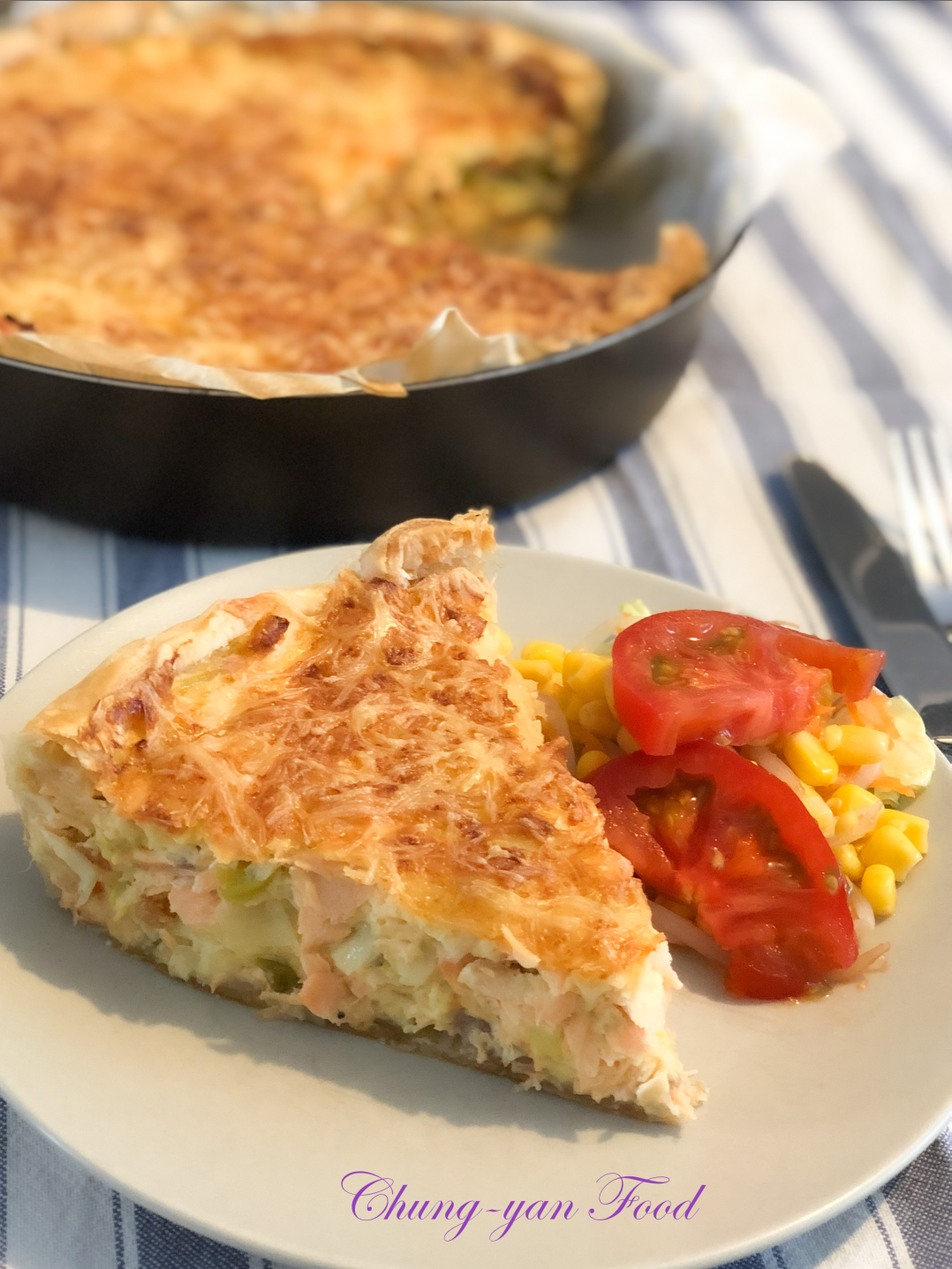 Quiche aux poireaux et saumon