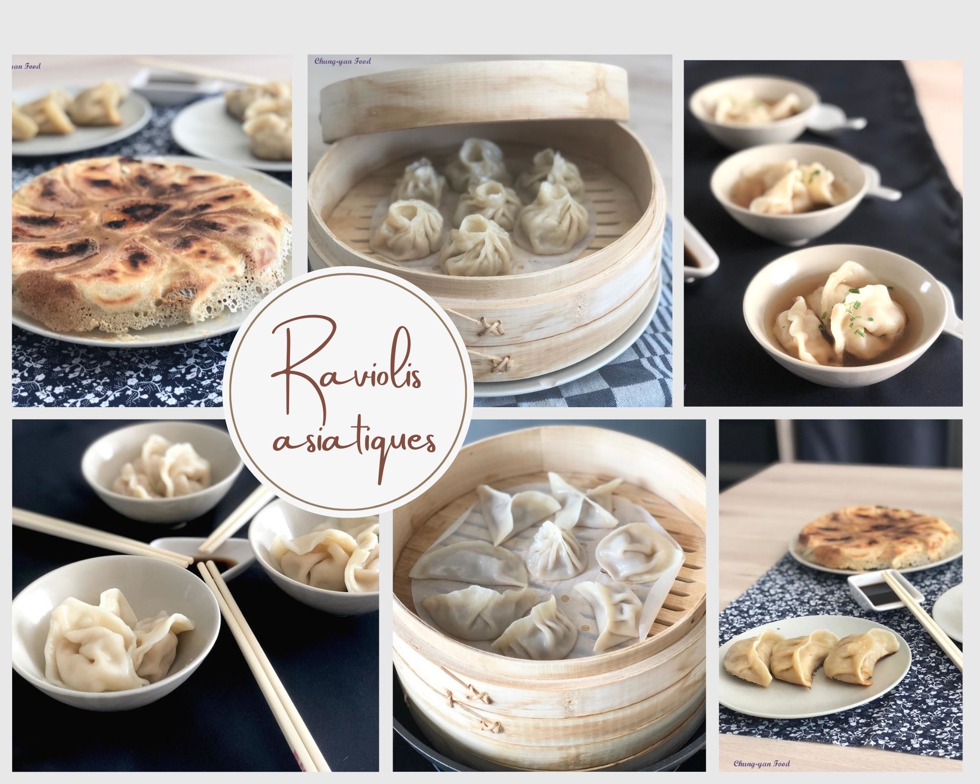 Raviolis asiatiques (grillées, à la vapeur, en soupe, à l’eau, frit) à base de farine de blé